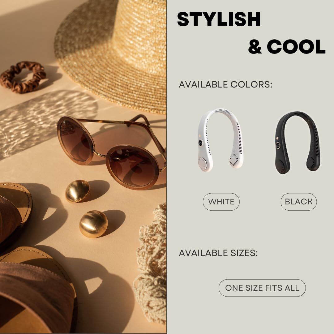 New Fashionable Portable Hanging Neck Fan USB rechargeable Handheld fan without blades Wearable Quiet Fan for Outdoor Indoor Cooling Personal Fan Birthday Holiday Ideal Gift Men Women Summer Travel