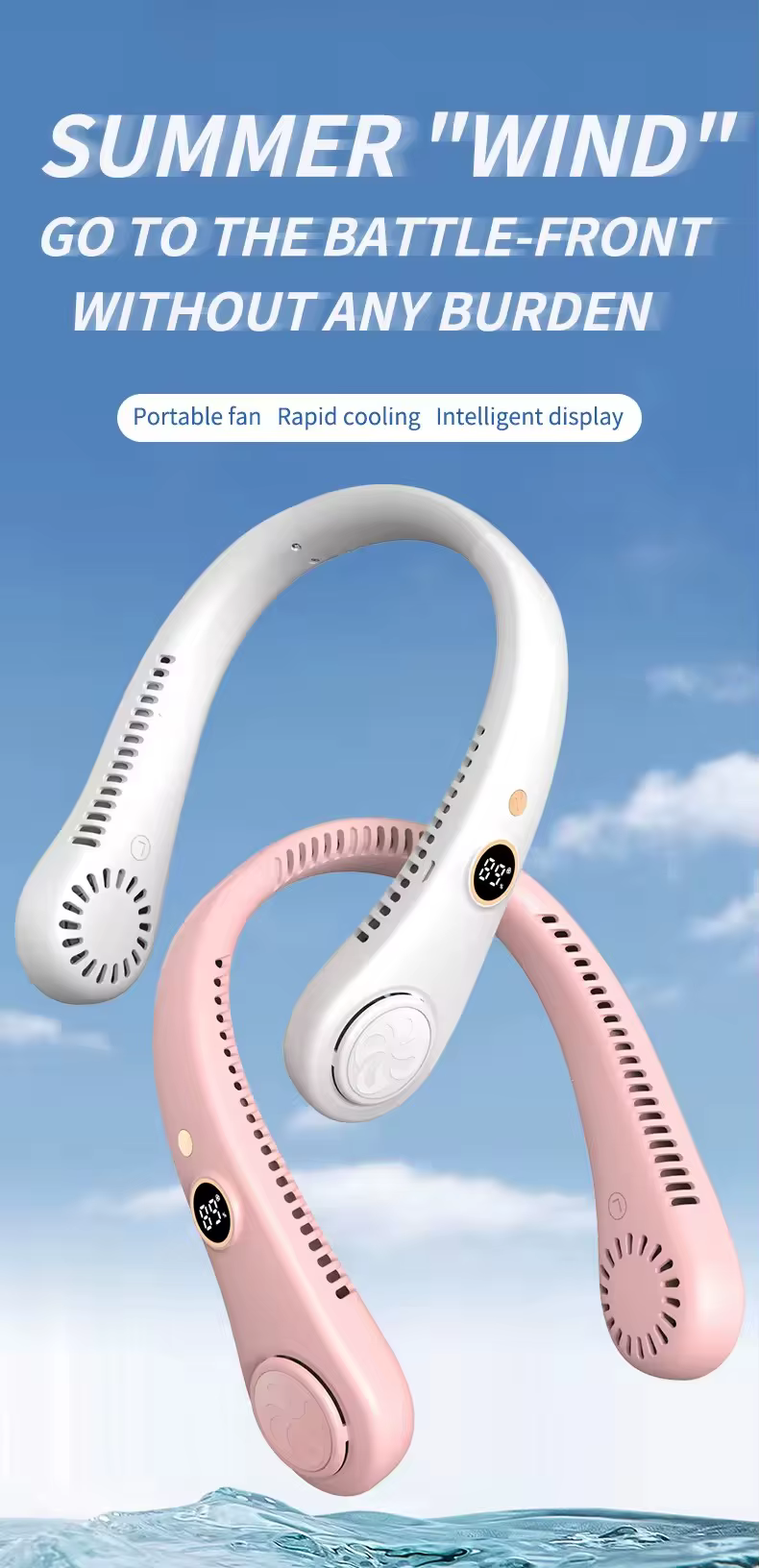 New Fashionable Portable Hanging Neck Fan USB rechargeable Handheld fan without blades Wearable Quiet Fan for Outdoor Indoor Cooling Personal Fan Birthday Holiday Ideal Gift Men Women Summer Travel