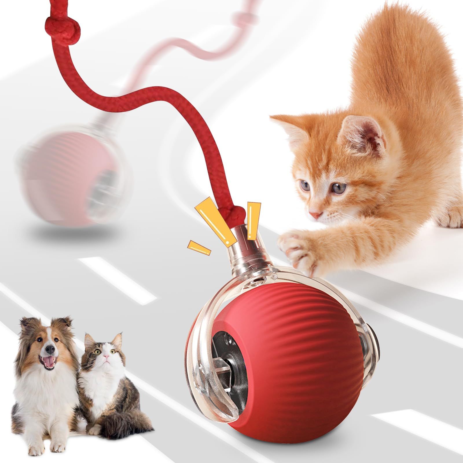 Smart Cat Teaser Ball Interactive Cat Toys LED Lights Obstacle Avoid USB Charging Multiple Sports Modes Jumping Ball Automatic Cat Teaser Ball Small Dog Toy Pet Excercise Cat Training Playing Cat Toy