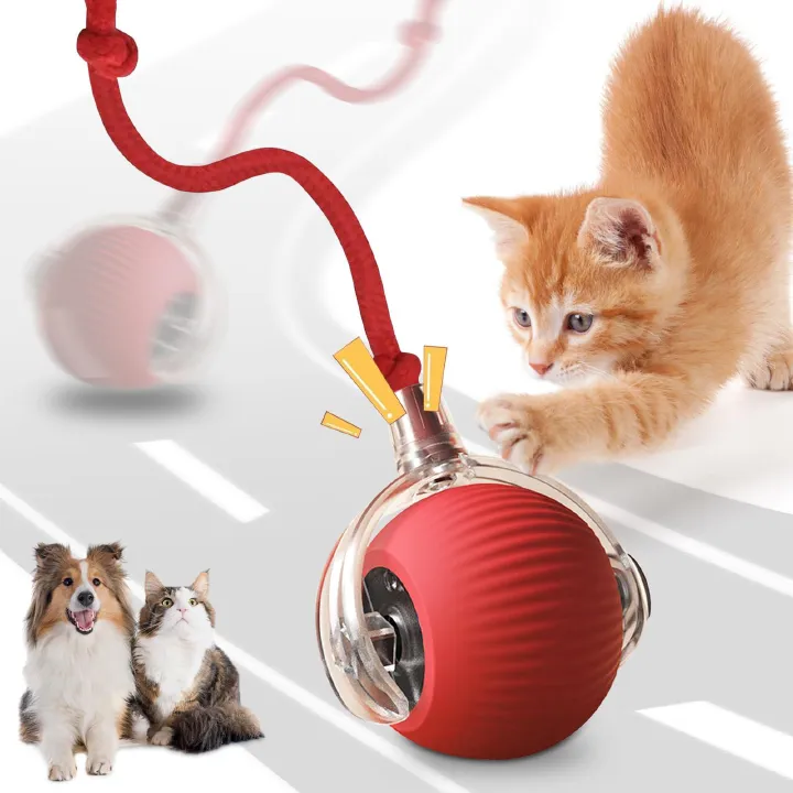 Smart Cat Teaser Ball Interactive Cat Toys LED Lights Obstacle Avoid USB Charging Multiple Sports Modes Jumping Ball Automatic Cat Teaser Ball Small Dog Toy Pet Excercise Cat Training Playing Cat Toy