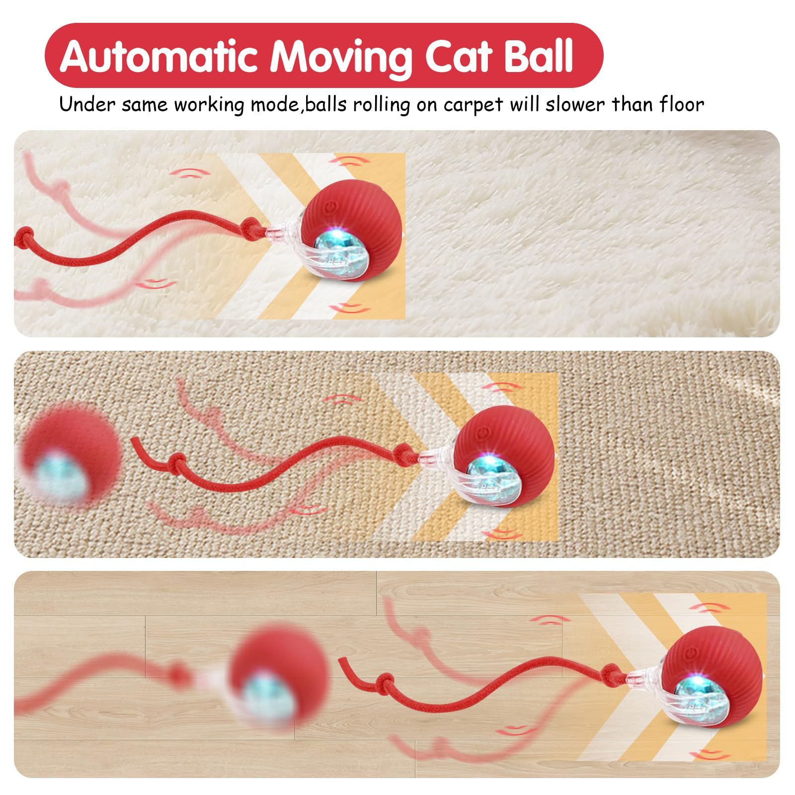 Smart Cat Teaser Ball Interactive Cat Toys LED Lights Obstacle Avoid USB Charging Multiple Sports Modes Jumping Ball Automatic Cat Teaser Ball Small Dog Toy Pet Excercise Cat Training Playing Cat Toy