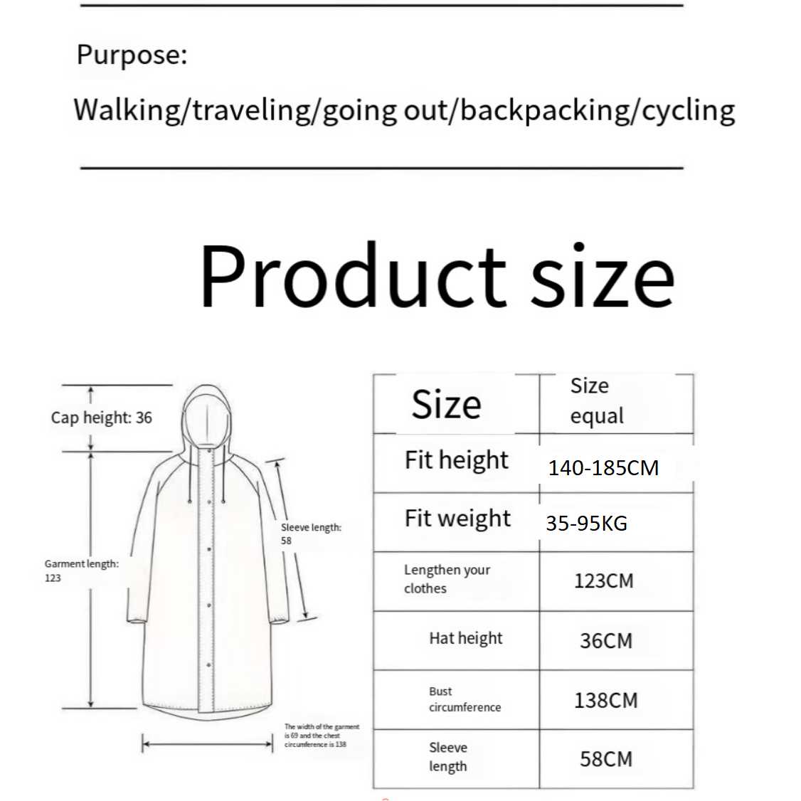 Reusable EVA Clear Poncho Rain Coats Waterproof Jackets with Hood Raincoat Rain Ponchos for Adults Men Women Outdoor Sports Travel Hiking Cycling Accessories Full Body Rain Protection Poncho