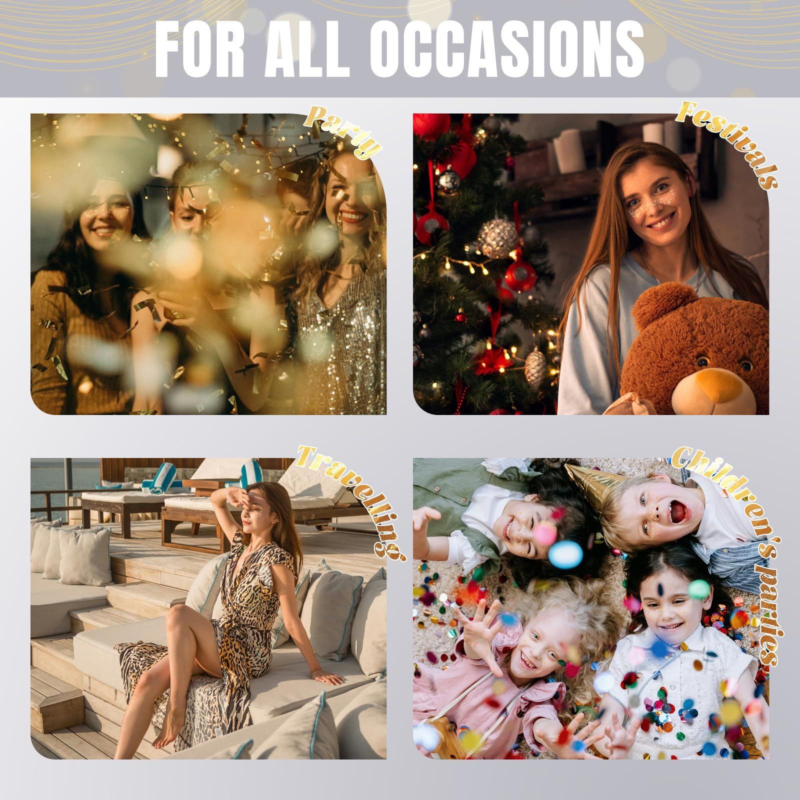 Glitter Freckles Face Tattoo Silver and Gold Fake Freckles Mixed Styles Glitter Freckles Face Tattoo Easily Create Freckle Makeup Stickers Waterproof and Durable Makeup Body Glitter