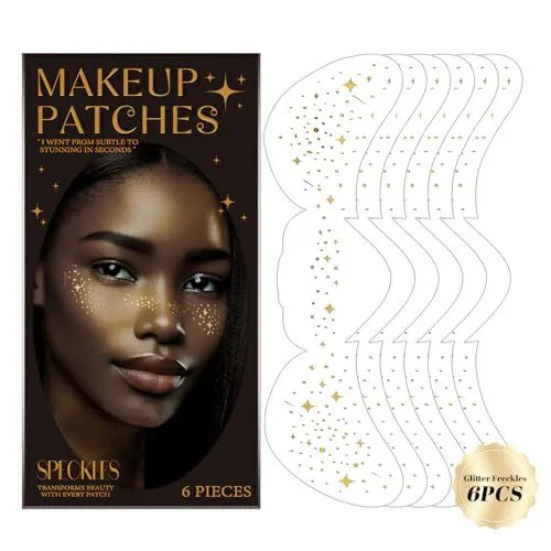 Glitter Freckles Face Tattoo Silver and Gold Fake Freckles Mixed Styles Glitter Freckles Face Tattoo Easily Create Freckle Makeup Stickers Waterproof and Durable Makeup Body Glitter