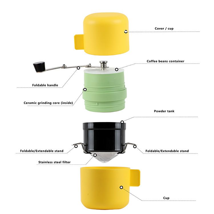 Portable Hand Coffee Grinder and Brewer All-in-One Manual Coffee Maker for Home and Outdoor Hand Operated Fresh Flavor Anytime Portable Design Enjoy Freshly Ground Coffee Coffee Makers
