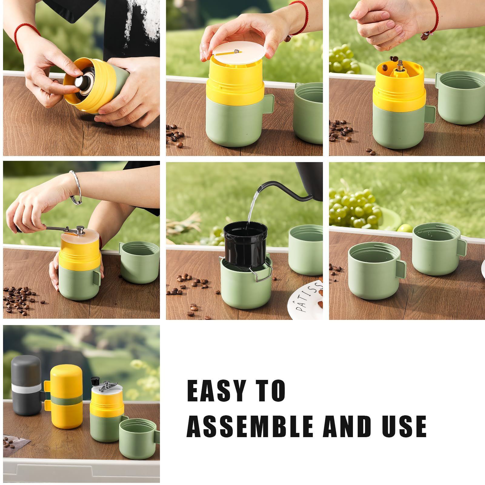 Portable Hand Coffee Grinder and Brewer All-in-One Manual Coffee Maker for Home and Outdoor Hand Operated Fresh Flavor Anytime Portable Design Enjoy Freshly Ground Coffee Coffee Makers