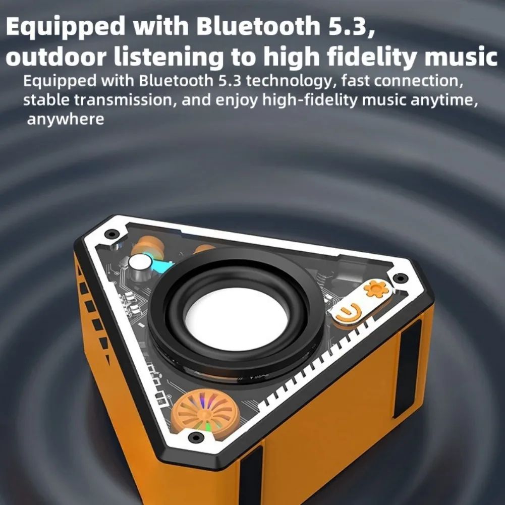 Stylish Portable Wireless Bluetooth Speaker Triangle Mecha Style Creative Wireless Speaker Outdoor and indoor Use Colorful Atmosphere Lights Creative Birthday Gifts Ideal Gift for Women Girls and Boys