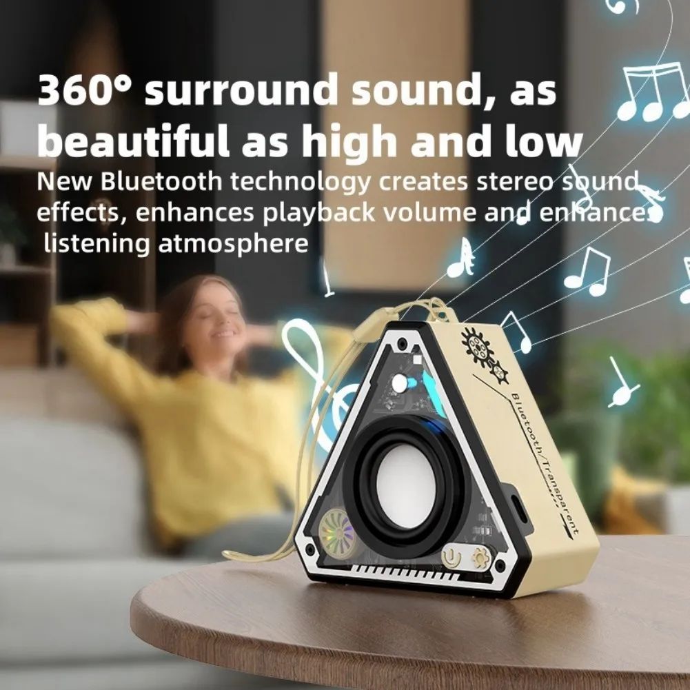 Stylish Portable Wireless Bluetooth Speaker Triangle Mecha Style Creative Wireless Speaker Outdoor and indoor Use Colorful Atmosphere Lights Creative Birthday Gifts Ideal Gift for Women Girls and Boys