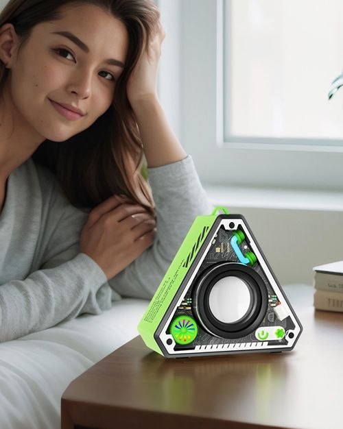 Stylish Portable Wireless Bluetooth Speaker Triangle Mecha Style Creative Wireless Speaker Outdoor and indoor Use Colorful Atmosphere Lights Creative Birthday Gifts Ideal Gift for Women Girls and Boys