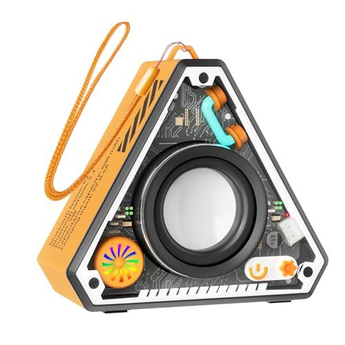 Stylish Portable Wireless Bluetooth Speaker Triangle Mecha Style Creative Wireless Speaker Outdoor and indoor Use Colorful Atmosphere Lights Creative Birthday Gifts Ideal Gift for Women Girls and Boys