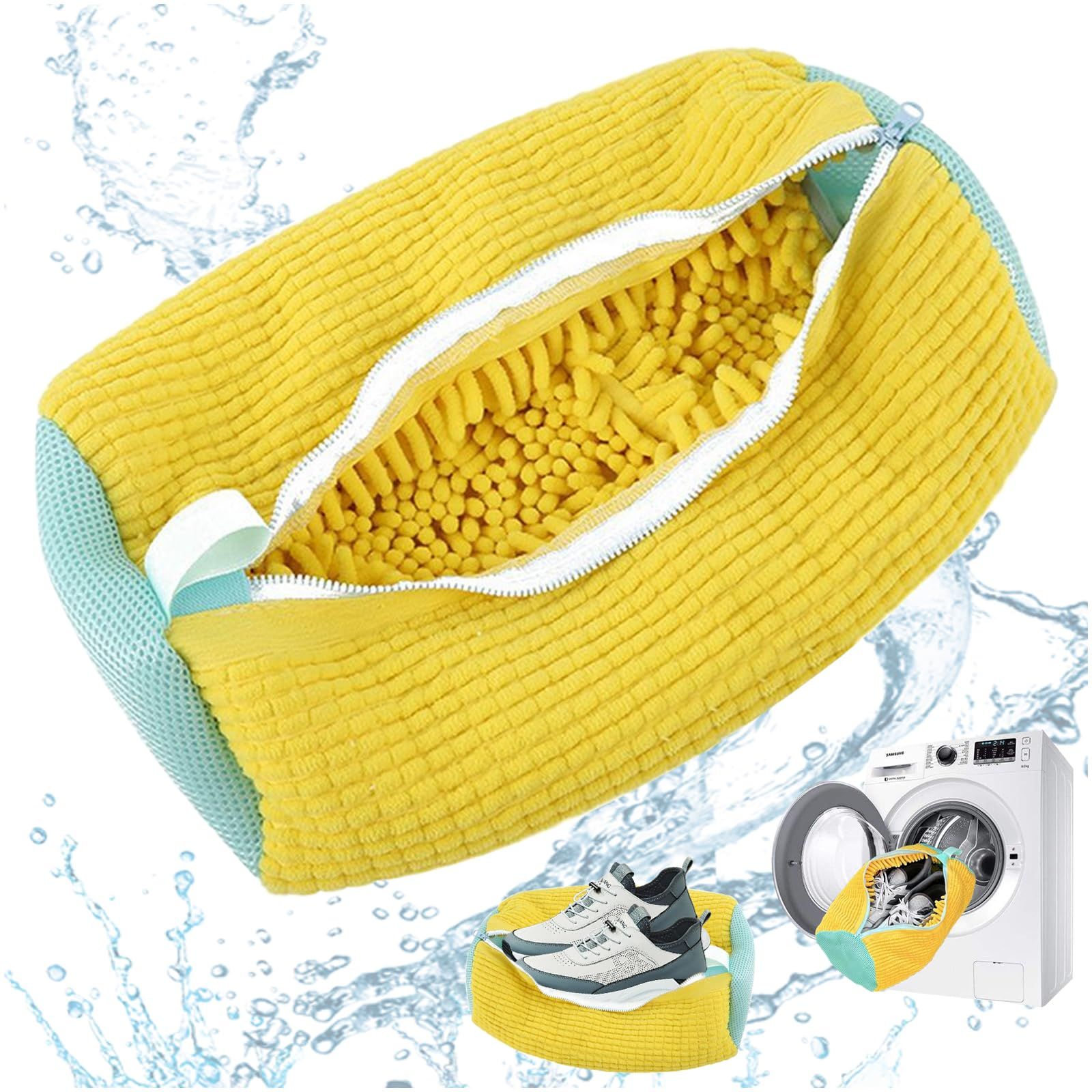 Multi-purpose Laundry Bag Washing Shoes Bag Anti-deformation Washing Machine Bag Zipper Closure Trainer Washing Machine Bag Shoe Cleaning Storage Bag Wash Clothes Clean Doll Travel Shoes and Bags