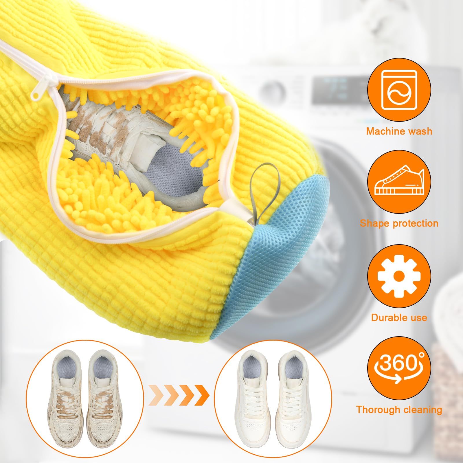Multi-purpose Laundry Bag Washing Shoes Bag Anti-deformation Washing Machine Bag Zipper Closure Trainer Washing Machine Bag Shoe Cleaning Storage Bag Wash Clothes Clean Doll Travel Shoes and Bags