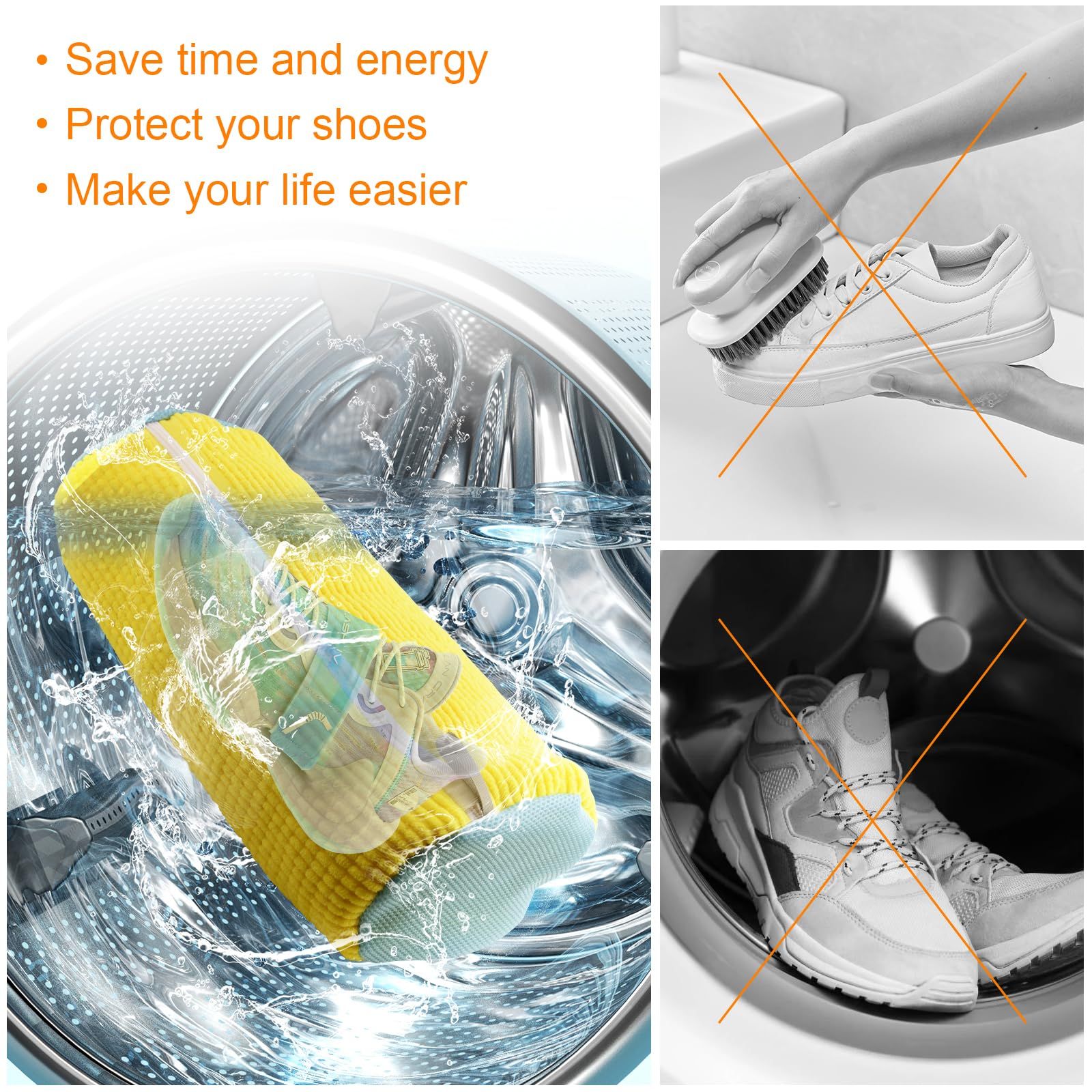 Multi-purpose Laundry Bag Washing Shoes Bag Anti-deformation Washing Machine Bag Zipper Closure Trainer Washing Machine Bag Shoe Cleaning Storage Bag Wash Clothes Clean Doll Travel Shoes and Bags