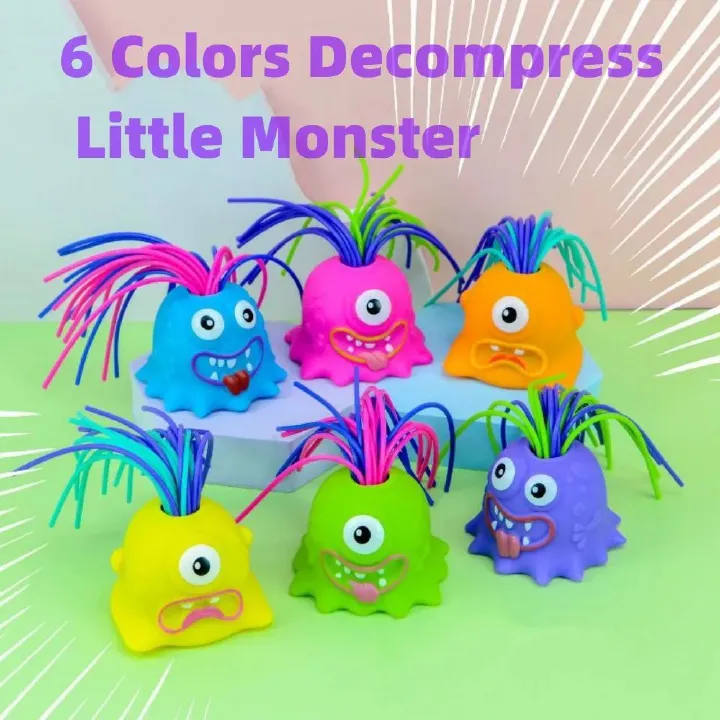 Creative Novelty Funny Hair Pulling Will Be Screaming Little Monster Toys Squeeze Prank Fidget Sound Toy Stress Relief Toy with Different Screaming and Venting Fidget Toys for Adults Teens Kids