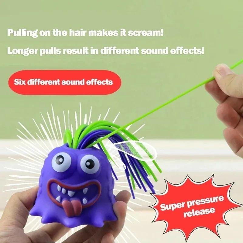 Fidget Toys Hair Fun Pulling Stress Relief Toys with Differernt Screams Novelty Screaming Monster for Adults Teens and Kids New Novelty Funny Screaming Little Monster Toys