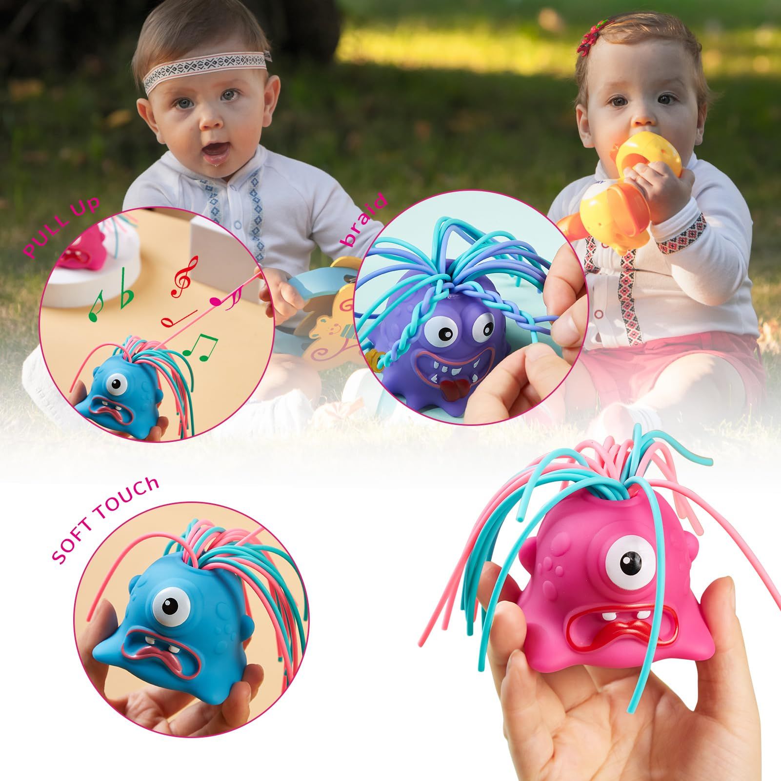 Fidget Toys Hair Fun Pulling Stress Relief Toys with Differernt Screams Novelty Screaming Monster for Adults Teens and Kids New Novelty Funny Screaming Little Monster Toys