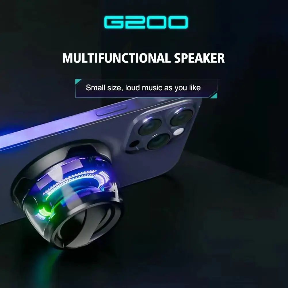 Multifunctional Magnetic Bluetooth Speaker Multifunctional Portable G200 Speaker with Multi RGB Color Light Show-3D Surround Sound Effect Phone Stand for iPhone Android TWS Pairing Outdoor Travel Home