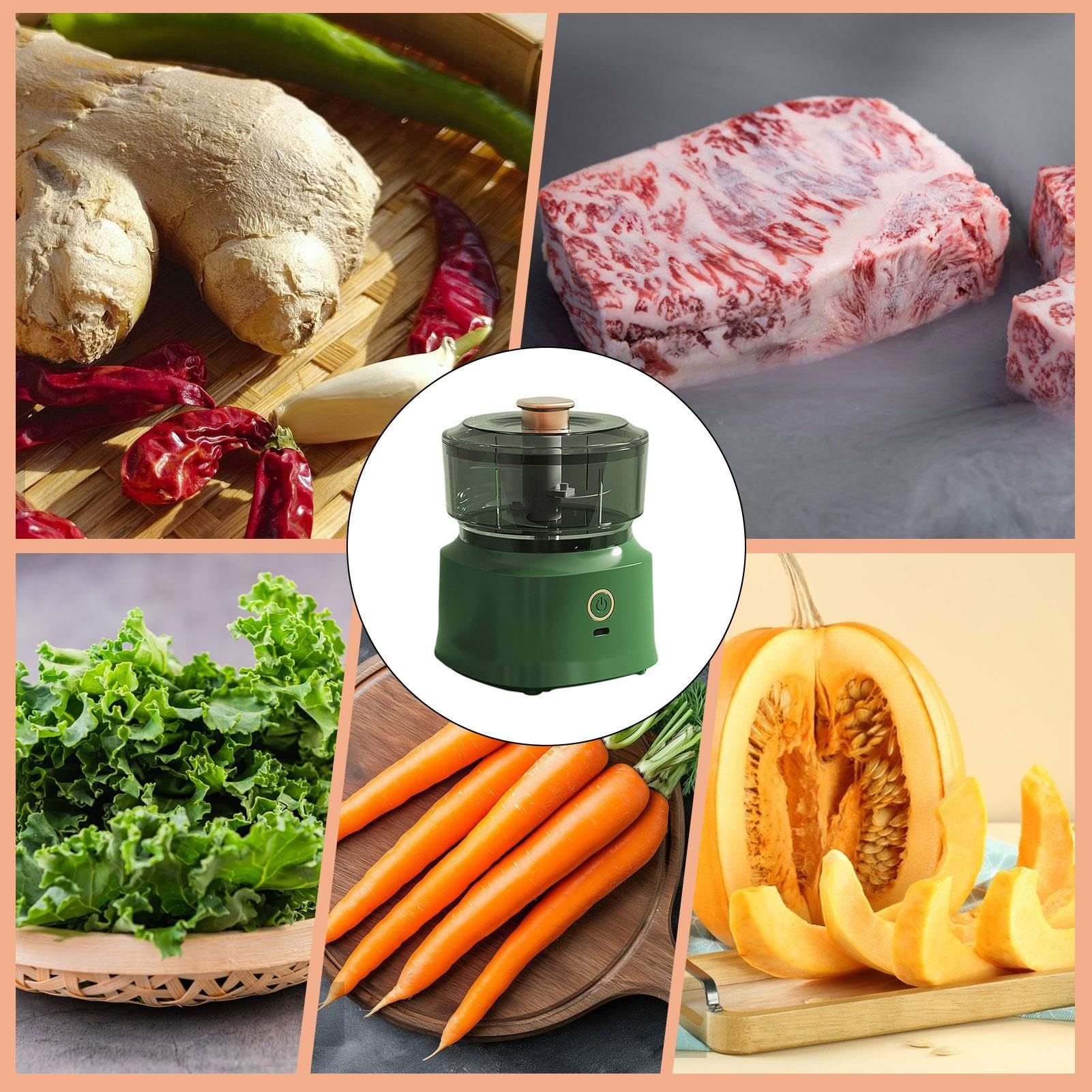 Electric Garlic Chopper Garlic Masher Mincer 350ml USB Rechargeable Garlic Mincer 350ml Baby Food Machine Meat Grinder Vegetable Cutter with Stainless Steel Blade Mini Chopper for Baby Food Family Use