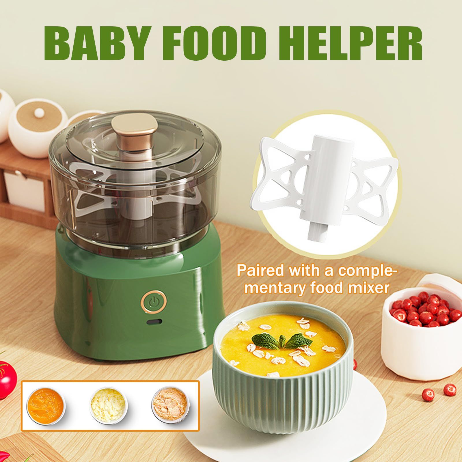 Electric Garlic Chopper Garlic Masher Mincer 350ml USB Rechargeable Garlic Mincer 350ml Baby Food Machine Meat Grinder Vegetable Cutter with Stainless Steel Blade Mini Chopper for Baby Food Family Use
