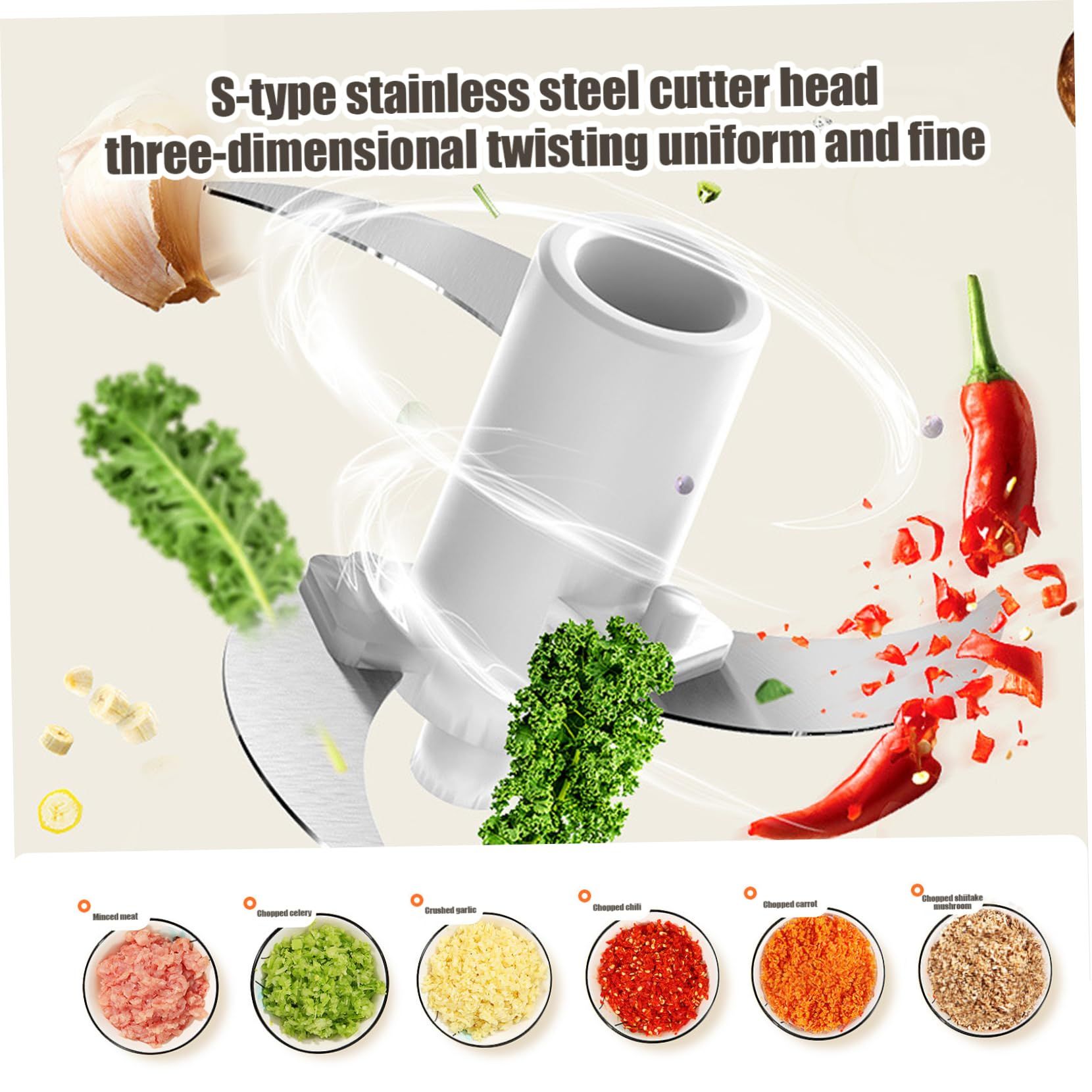 Mini Electric Chopper Electric Garlic Chopper 350ml USB Rechargeable Portable Food Processor Vegetable Chopper With USB Charging For Vegetable Pepper Baby Food Seasoning Meat Mincer Grinder