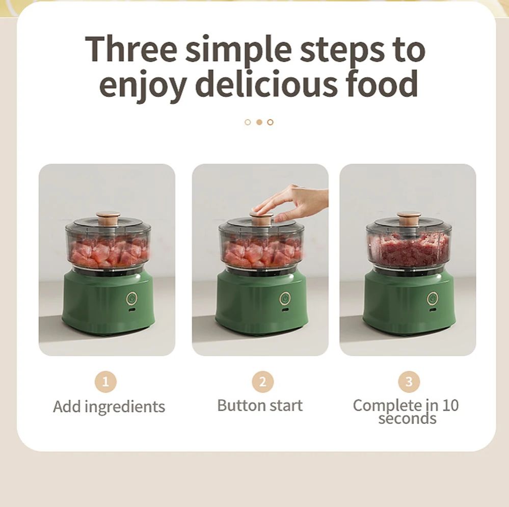 New Wireless Multifunction Food Processor Electric Meat Grinder  Garlic Press Baby Food Blender Kitchen Mincer Baby Food Maker Garlic Masher Multifunctional Food Processor for Home Baby Grinder