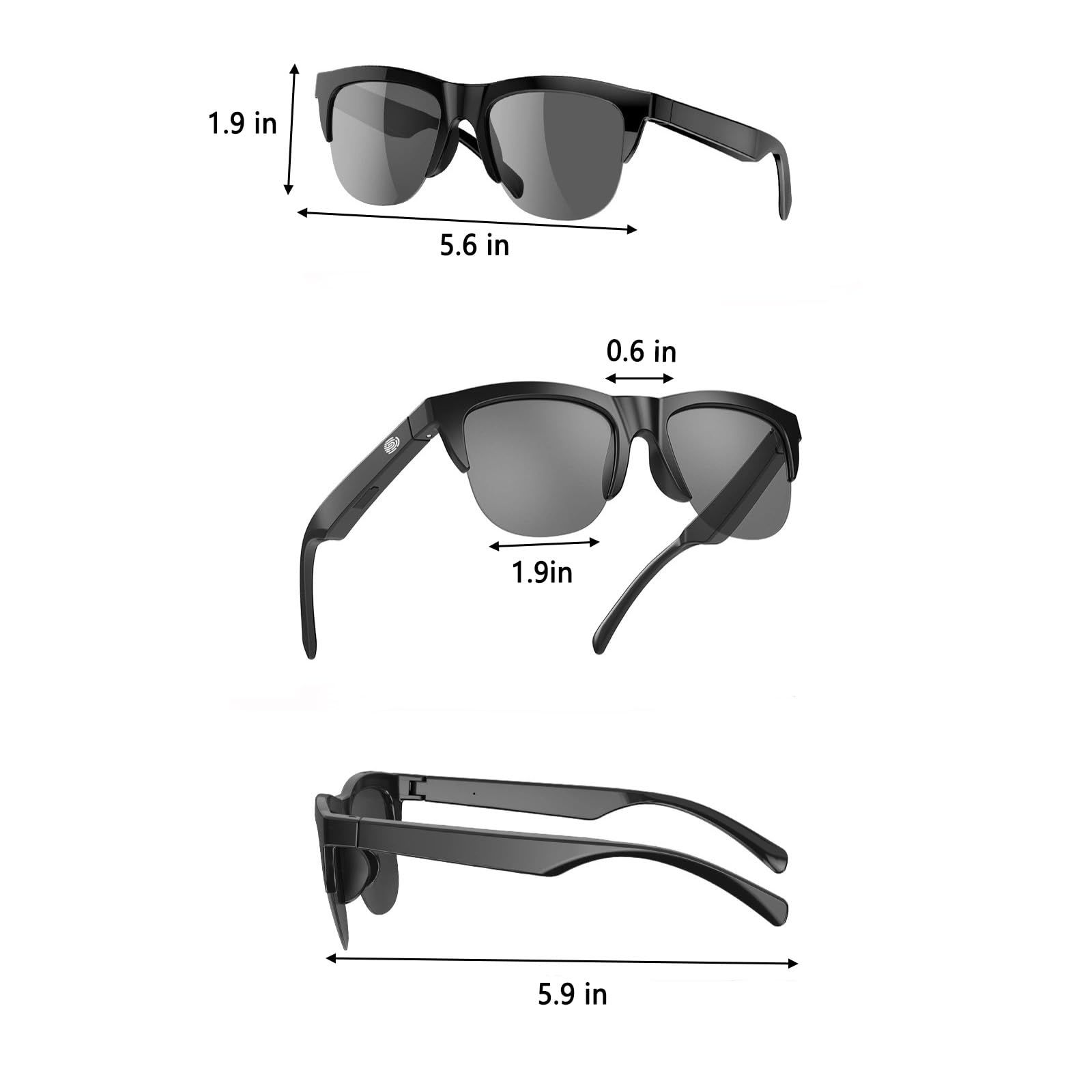 New Smart Bluetooth V5.3 Sunglasses Wireless Stereo Sound UV Protection Waterproof Built-in Speakers Mic for Music Calls Lightweight Ergonomic Black Frame Fashion Design Smart Glasses Best Gift