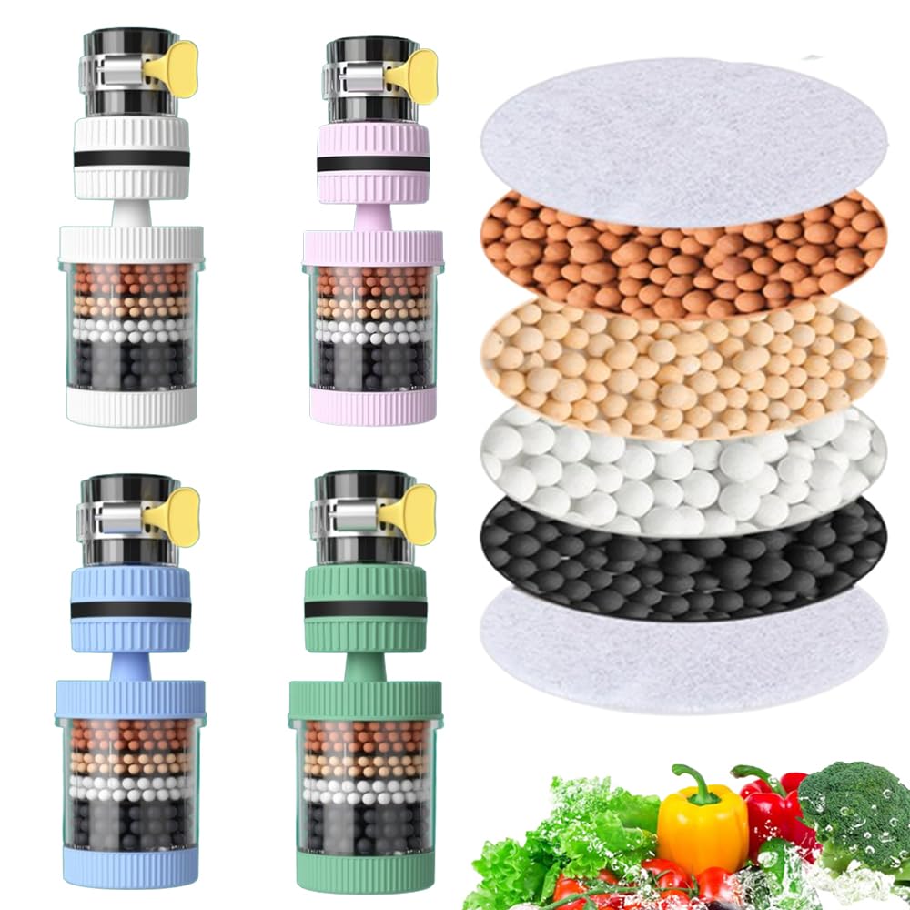 2 Pcs Upgrade Tap Water Filter Adjustable Water Filter Visible filtering effect 6 Layers filtration 360 Degree Rotating Faucet Water Filter Kitchen Bathroom Universal Detachable for Cleaning and Reuse