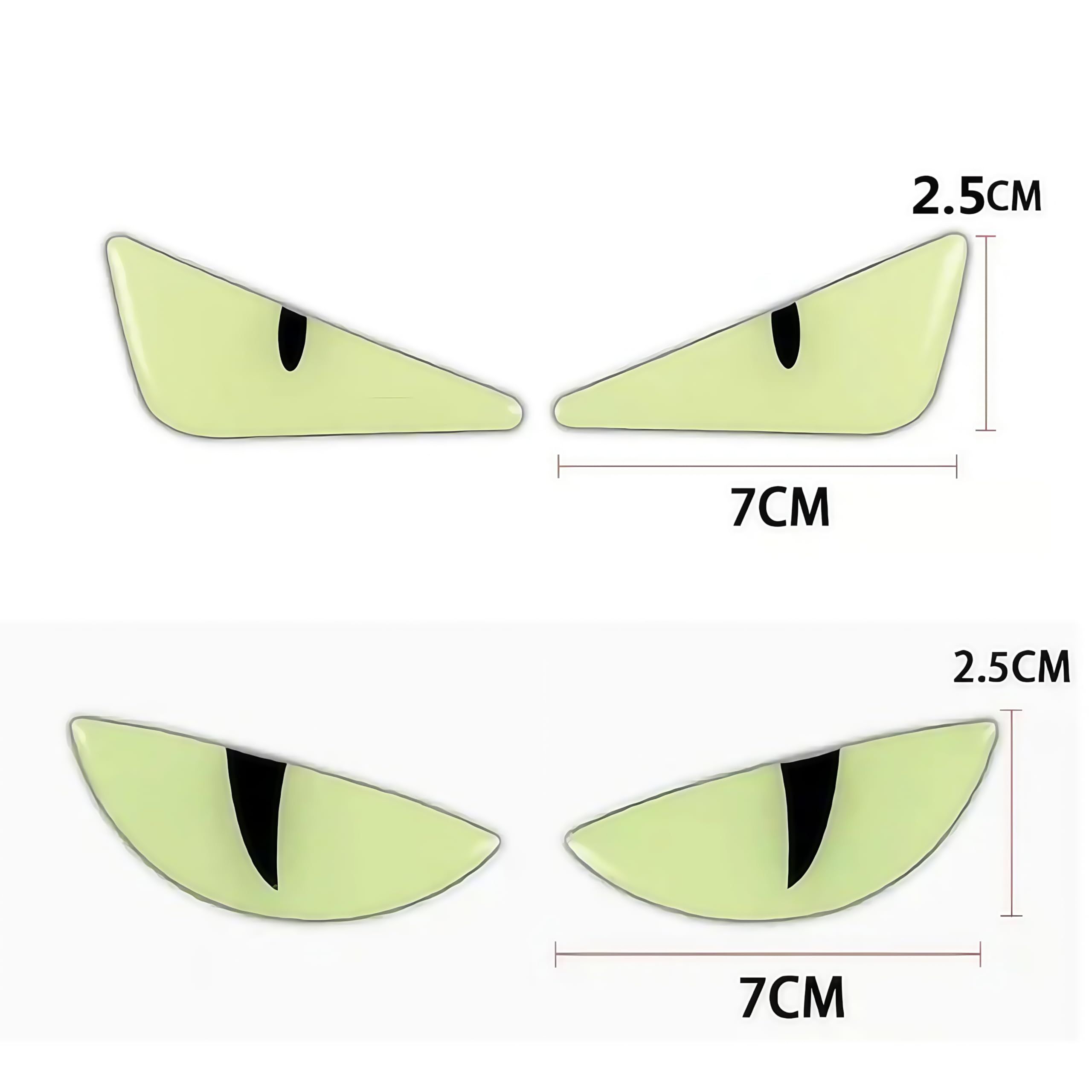 1 Pair (2pcs) Reflective Stickers for Car Motorcycle Helmet Bumper Window Laptop and Wall - Cute Warning Decals for Safe Night Driving Ideal for DIY Decoration or Gift 3D Luminous Sticker