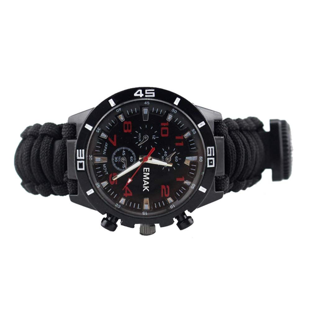 Outdoor Sports Watch, Multifunctional Survival Wristband, Survival Whistle, Stick, Compass, Thermometer, Outdoor Equipment