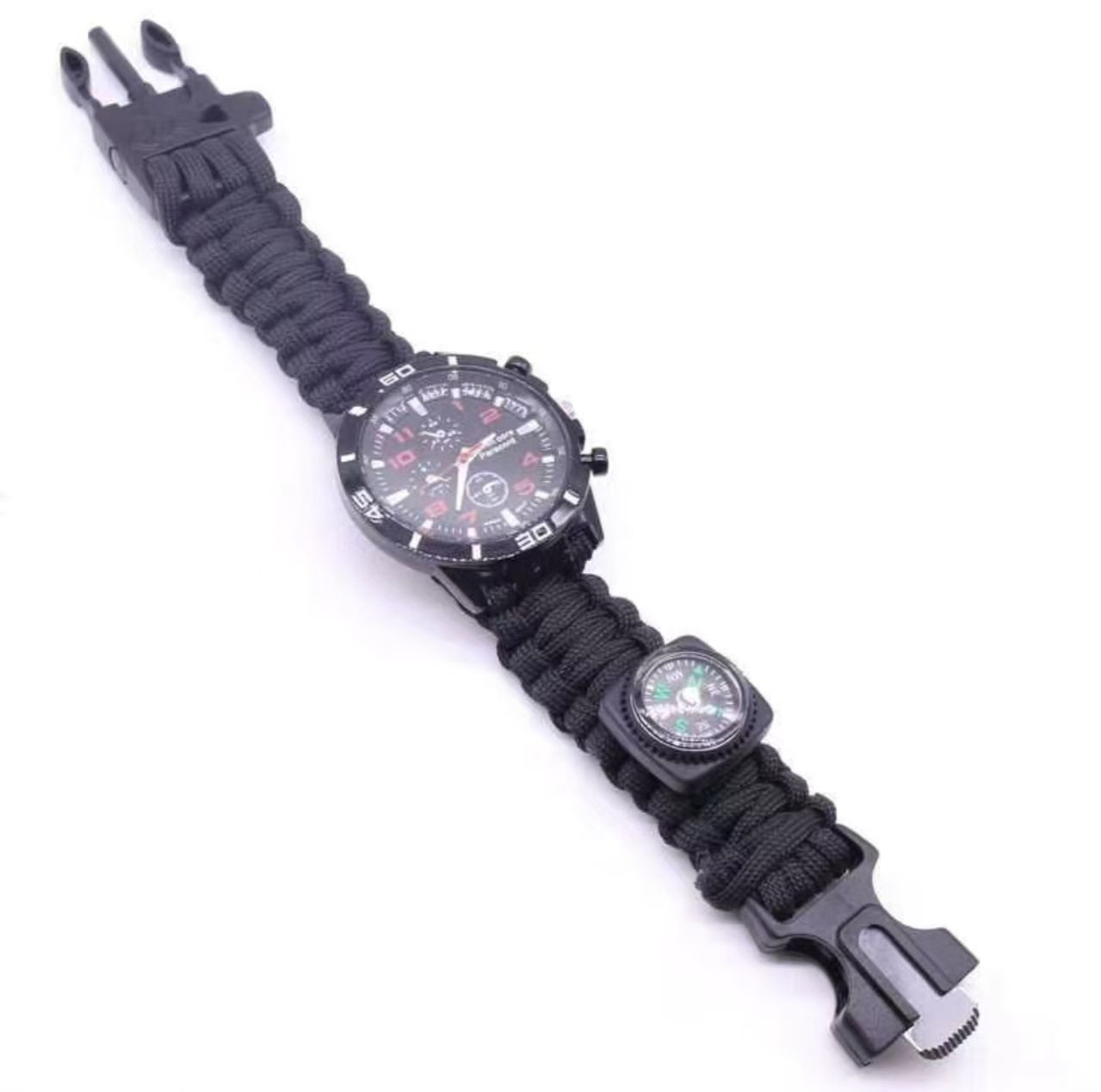 Outdoor Sports Watch, Multifunctional Survival Wristband, Survival Whistle, Stick, Compass, Thermometer, Outdoor Equipment