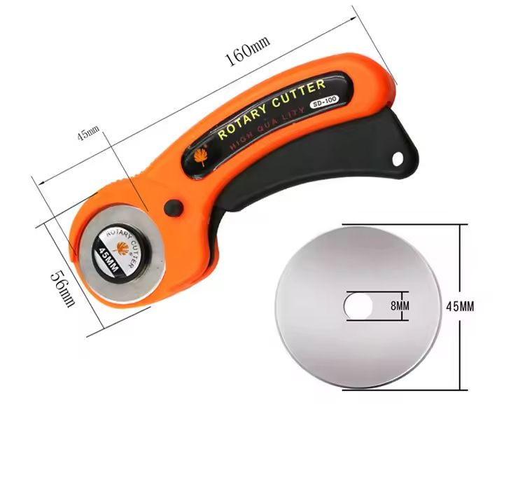 Rotary Cutter Professional 45mm Rotary Fabric Cutter with Safety Lock for Fabric Leather Craft Cutting Tools with Ergonomic Handle for DIY Fabric Patchwork Sewing Quilting Craft Rotary Cutting Tool