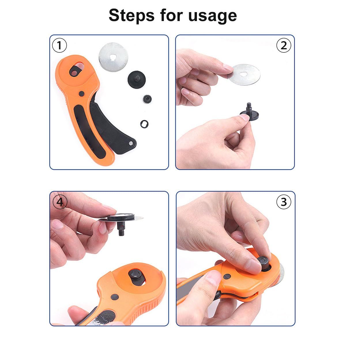 Rotary Cutter Professional 45mm Rotary Fabric Cutter with Safety Lock for Fabric Leather Craft Cutting Tools with Ergonomic Handle for DIY Fabric Patchwork Sewing Quilting Craft Rotary Cutting Tool