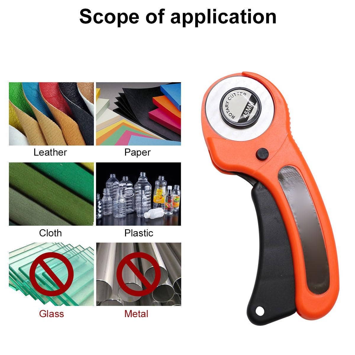 Rotary Cutter Professional 45mm Rotary Fabric Cutter with Safety Lock for Fabric Leather Craft Cutting Tools with Ergonomic Handle for DIY Fabric Patchwork Sewing Quilting Craft Rotary Cutting Tool