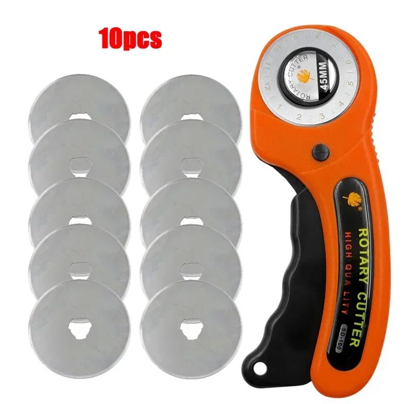 Professional 45mm Rotary Fabric Cutter Ergonomic Handle Rotary Cutter for Fabric Soft Handle and Safety Lock for Precise Cutting Sewing Fabric Cutting Leather Cutting and Other DIY Hand Tools Project