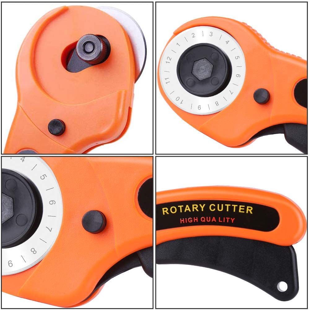 Professional 45mm Rotary Fabric Cutter Ergonomic Handle Rotary Cutter for Fabric Soft Handle and Safety Lock for Precise Cutting Sewing Fabric Cutting Leather Cutting and Other DIY Hand Tools Project