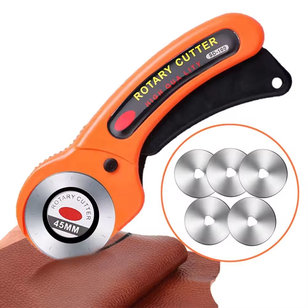 Professional 45mm Rotary Fabric Cutter Ergonomic Handle Rotary Cutter for Fabric Soft Handle and Safety Lock for Precise Cutting Sewing Fabric Cutting Leather Cutting and Other DIY Hand Tools Project