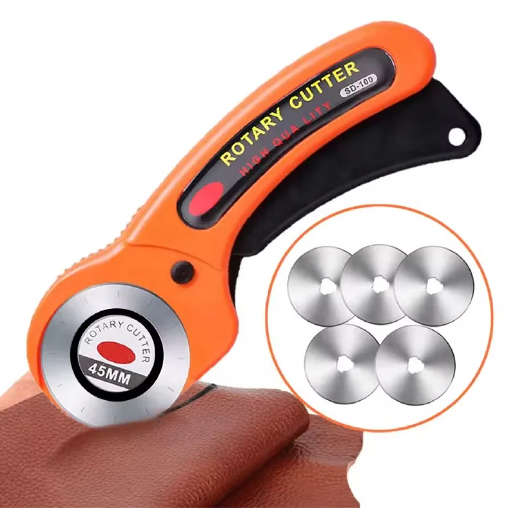 Professional 45mm Rotary Fabric Cutter Ergonomic Handle Rotary Cutter for Fabric Soft Handle and Safety Lock for Precise Cutting Sewing Fabric Cutting Leather Cutting and Other DIY Hand Tools Project