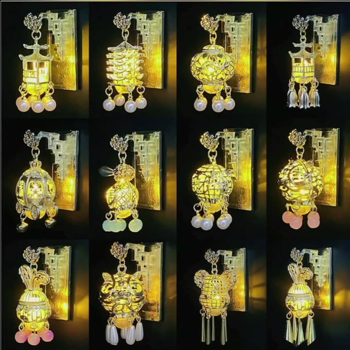 2 Pcs Mini Unique LED Fridge Magnets Chinese Style Ancient Palace Pearl Refrigerator Hanging Decorative Night Lamp Christmas Festive Ambiance Home Decor Accents Other Novelty Lighting Creative Gifts