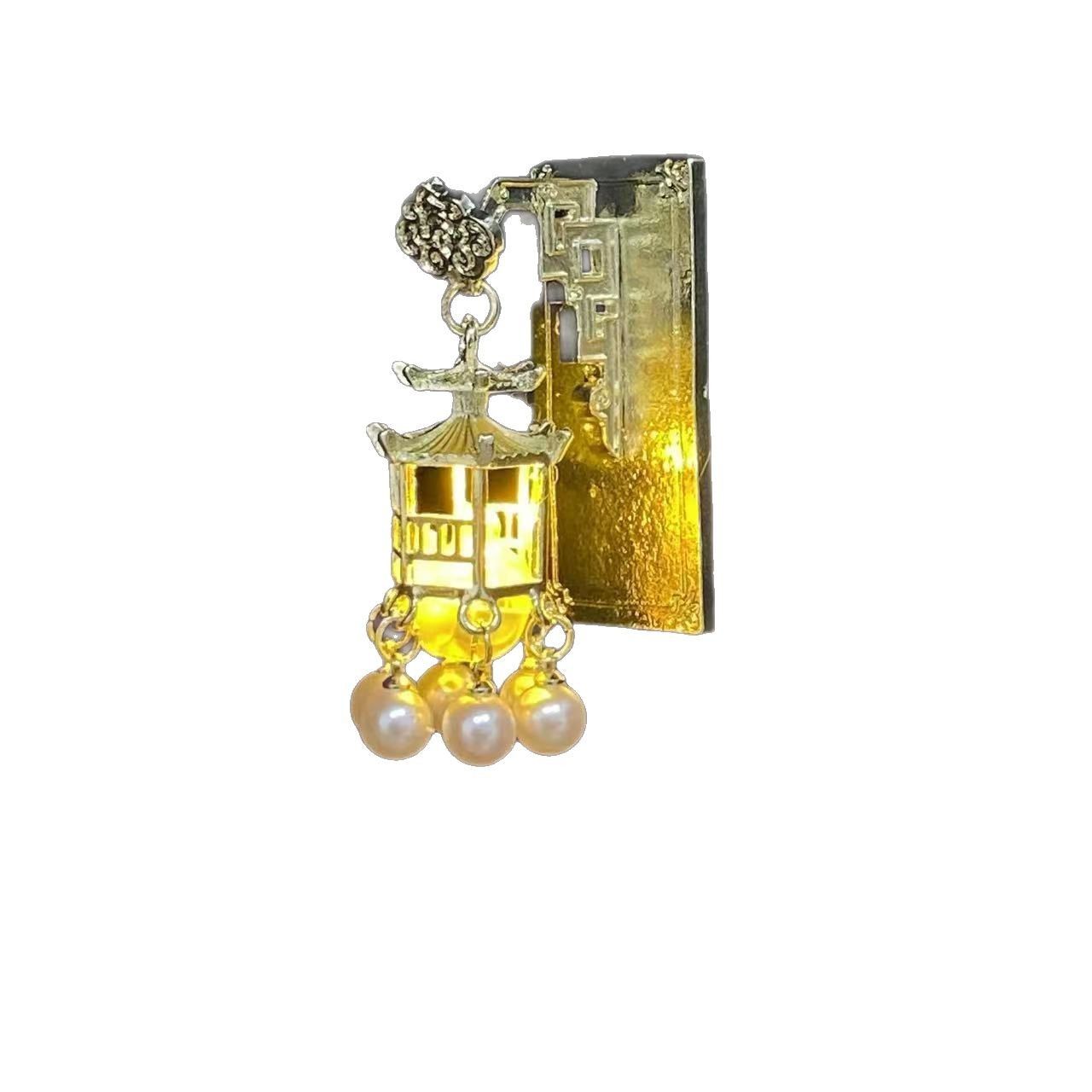 2 Pcs Mini Unique LED Fridge Magnets Chinese Style Ancient Palace Pearl Refrigerator Hanging Decorative Night Lamp Christmas Festive Ambiance Home Decor Accents Other Novelty Lighting Creative Gifts