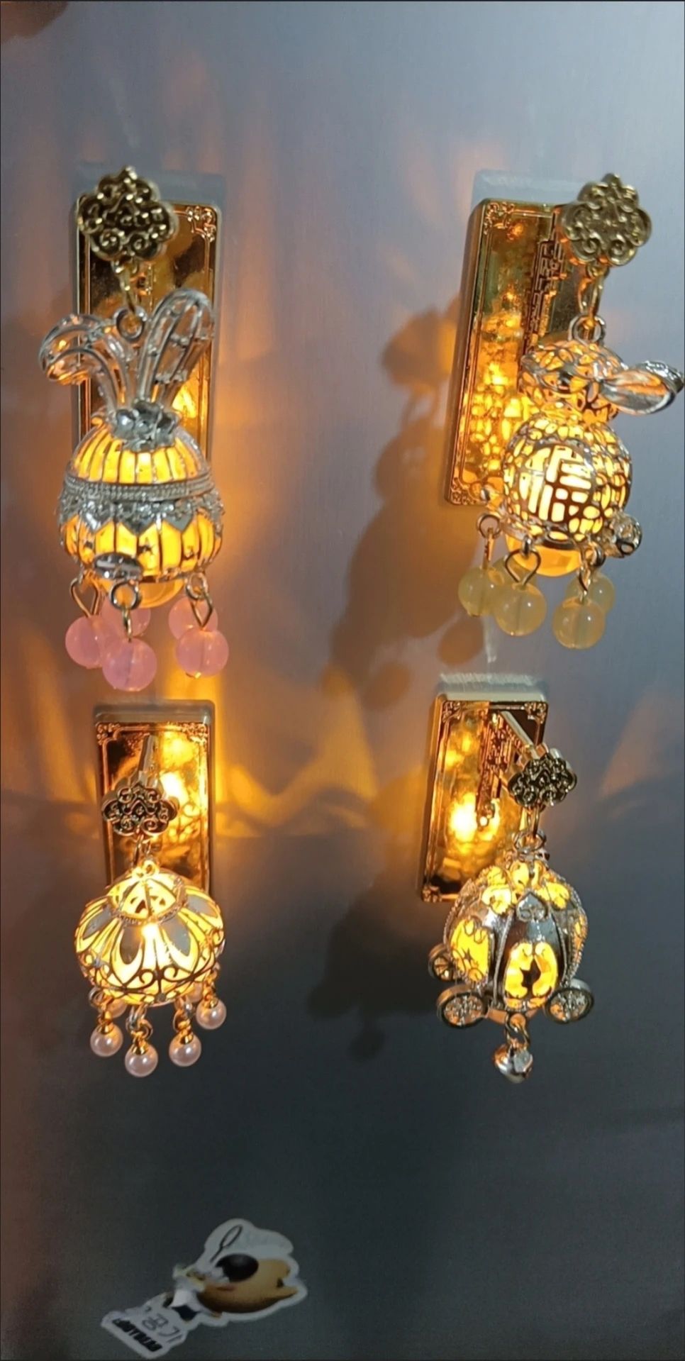 2 Pcs Mini Unique LED Fridge Magnets Chinese Style Ancient Palace Pearl Refrigerator Hanging Decorative Night Lamp Christmas Festive Ambiance Home Decor Accents Other Novelty Lighting Creative Gifts