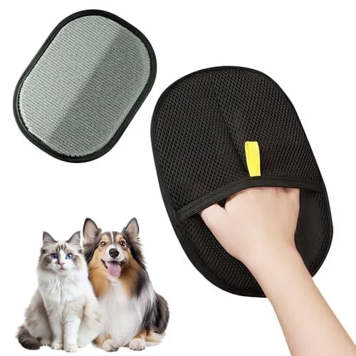 2025 Upgraded Pet Grooming Gloves Pet Hair Removal Glove for Cats Dogs Samll Animals Efficient Grooming De-Shedding Tool Reusable Hair Remover for Washing Deshedding Double Sided Grooming Gloves