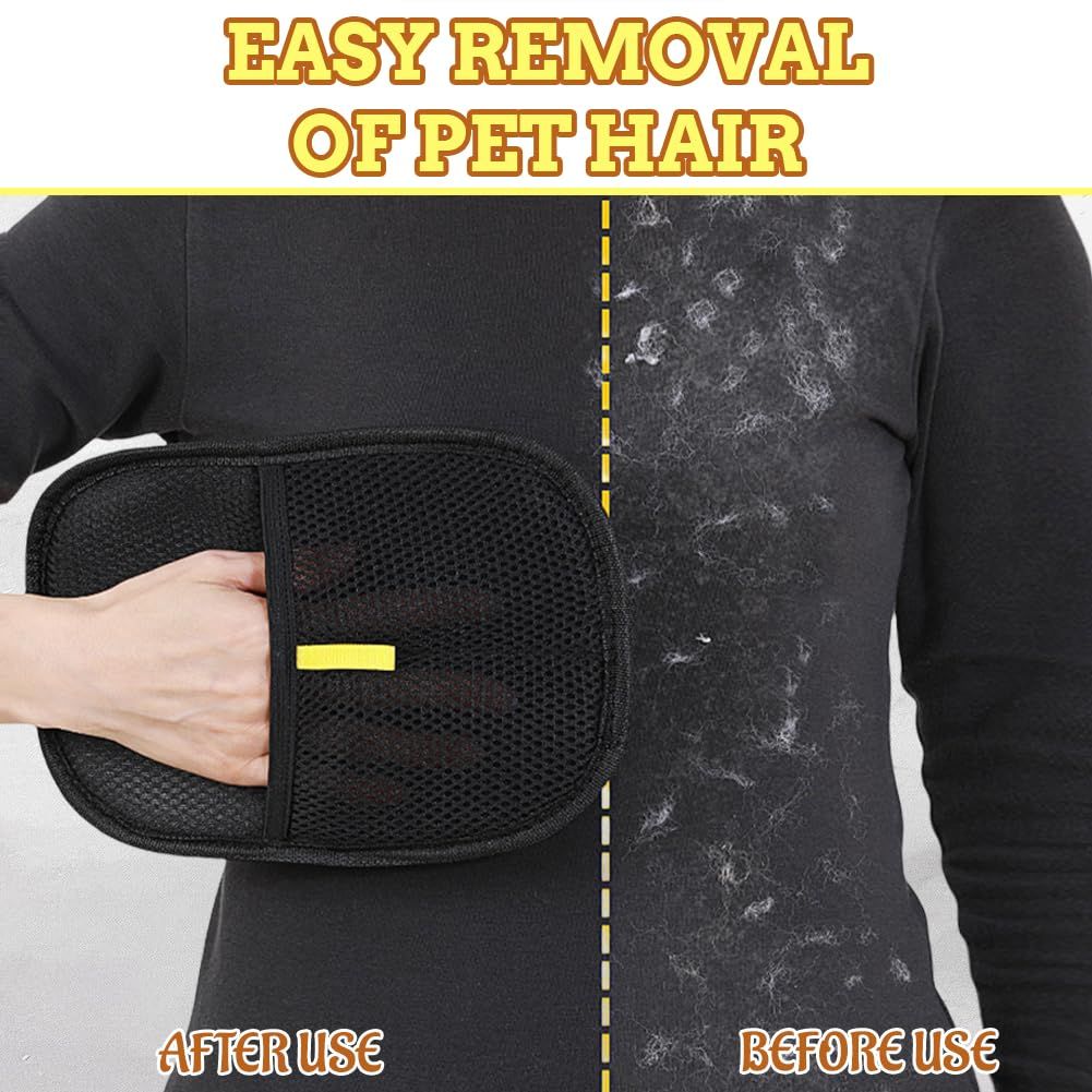 2025 Upgraded Pet Grooming Gloves Pet Hair Removal Glove for Cats Dogs Samll Animals Efficient Grooming De-Shedding Tool Reusable Hair Remover for Washing Deshedding Double Sided Grooming Gloves