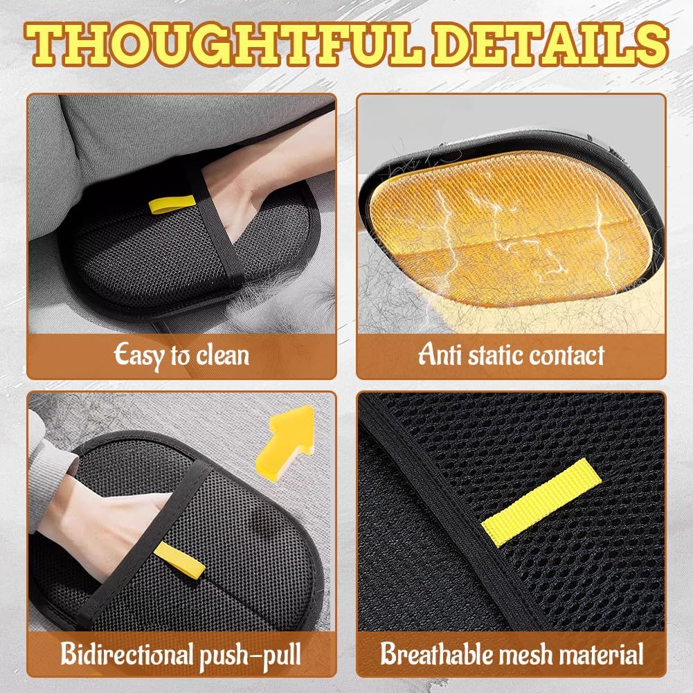 2025 Upgraded Pet Grooming Gloves Pet Hair Removal Glove for Cats Dogs Samll Animals Efficient Grooming De-Shedding Tool Reusable Hair Remover for Washing Deshedding Double Sided Grooming Gloves