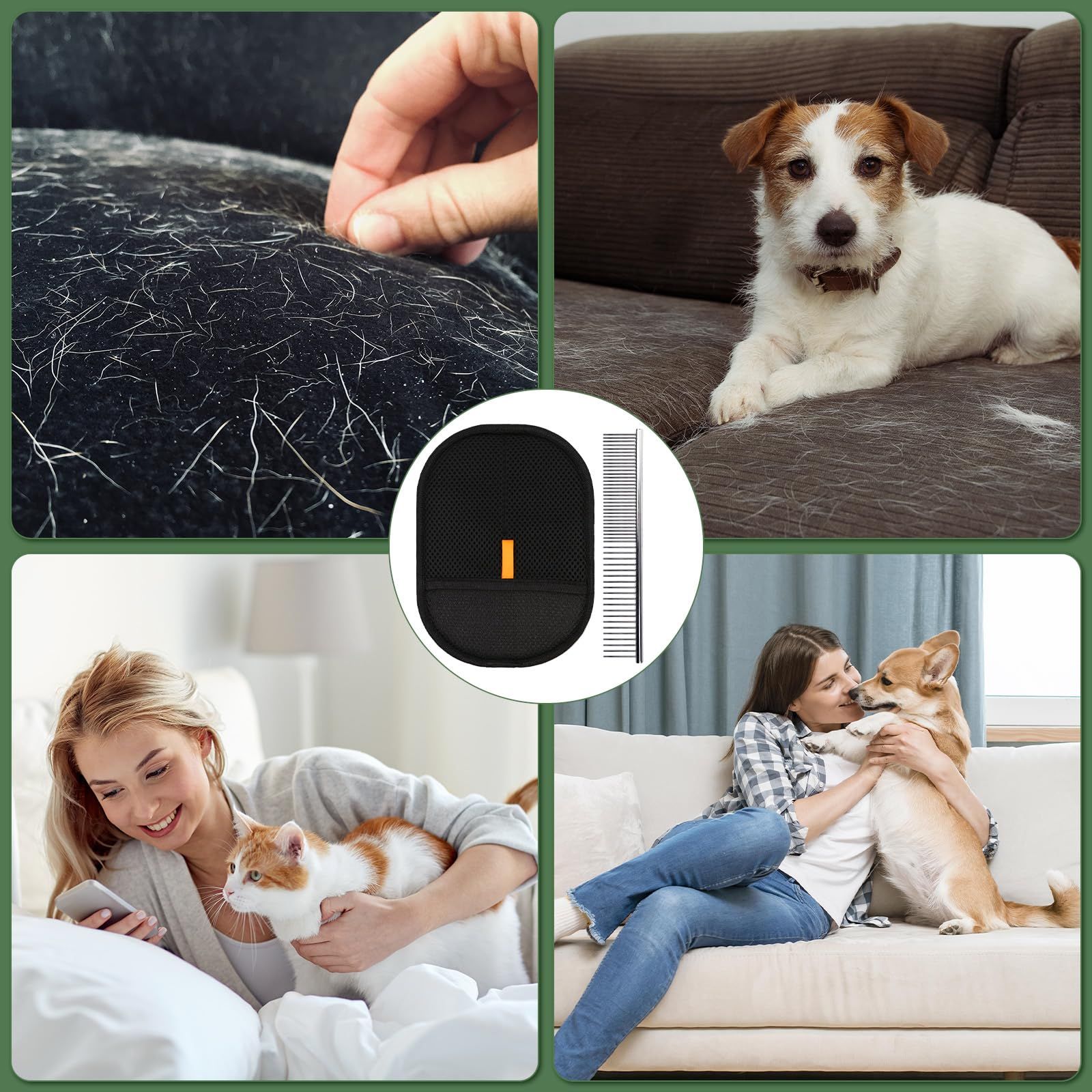 2025 Upgraded Pet Grooming Gloves Pet Hair Removal Glove for Cats Dogs Samll Animals Efficient Grooming De-Shedding Tool Reusable Hair Remover for Washing Deshedding Double Sided Grooming Gloves