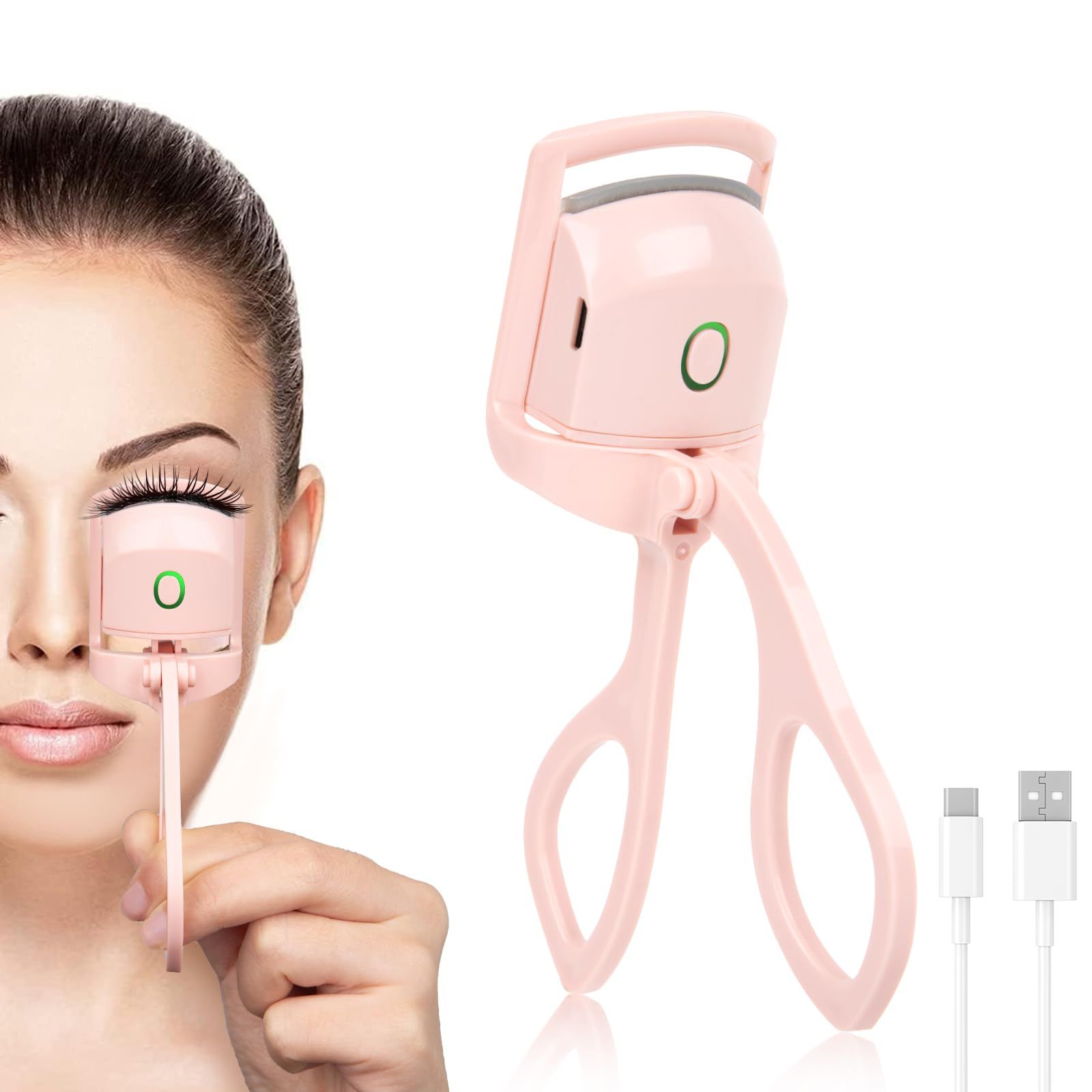 Portable Electric Heated Eyelash Curler USB Rechargeable Heated Lash Curler with Quick HeatUp MultiTemp Settings Natural Curl AntiScald Silicone Long Lasting Curling Eyelash Makeup