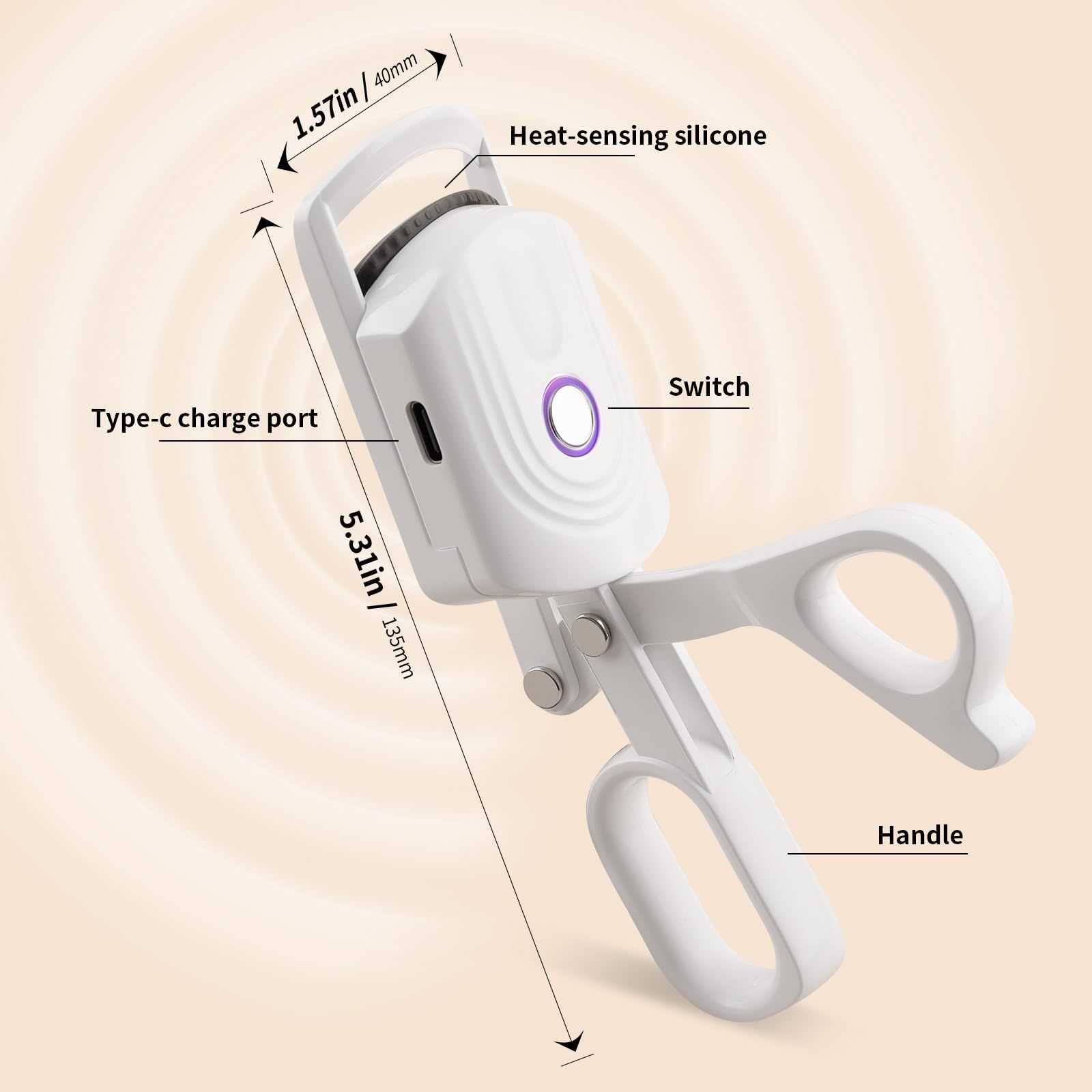 Portable Electric Heated Eyelash Curler USB Rechargeable Heated Lash Curler with Quick HeatUp MultiTemp Settings Natural Curl AntiScald Silicone Long Lasting Curling Eyelash Makeup