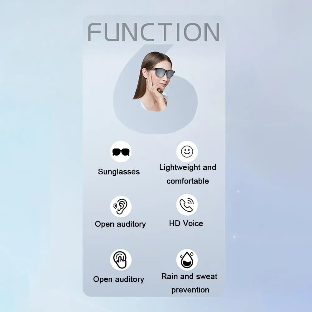 New Smart Translator Glasses Wireless Bluetooth Glasses With Microphone Earphone Glasses Bluetooth Glasses with 144 Translation UV Protection IPX5 Waterproof Music Calling for Travel Work Fashion Gift