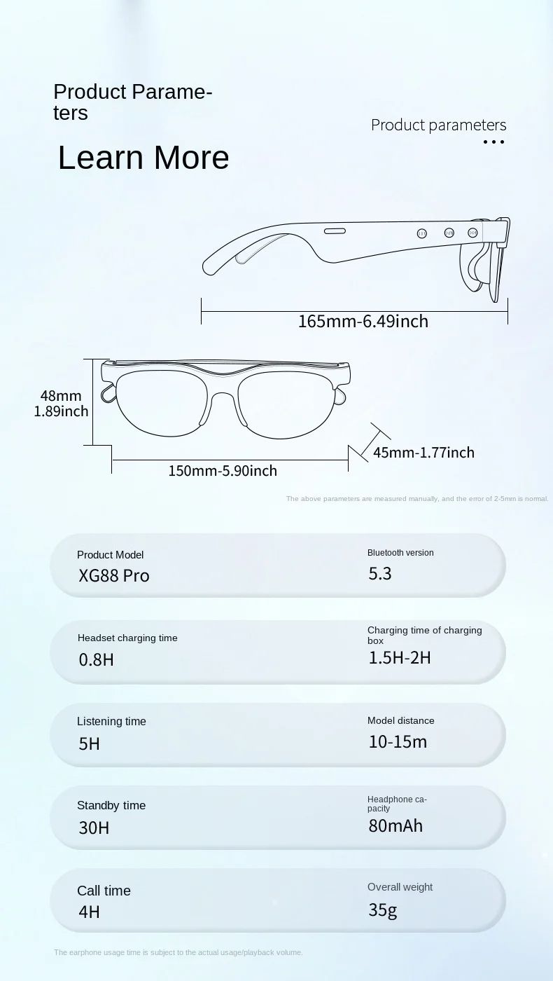 New Smart Translator Glasses Wireless Bluetooth Glasses With Microphone Earphone Glasses Bluetooth Glasses with 144 Translation UV Protection IPX5 Waterproof Music Calling for Travel Work Fashion Gift
