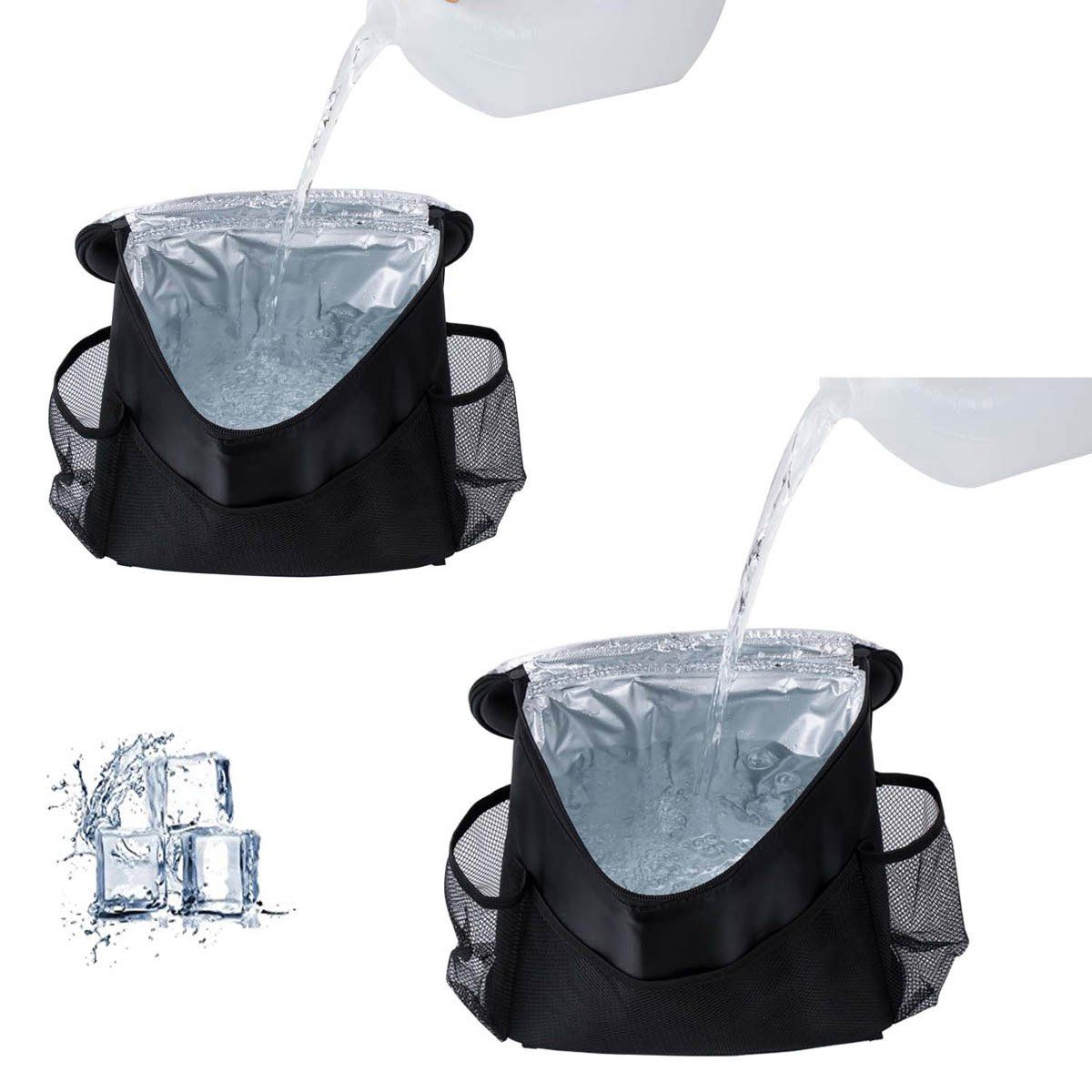 Multifunction Car Seat Organizer and Cooler Set Multi-Pocket Travel Insulated Drinks Holder Cooler Storage Bag Cool Wrap Bottle Bag with Mesh Pockets Heat-Preservation Waterproof Bigger-Capacity