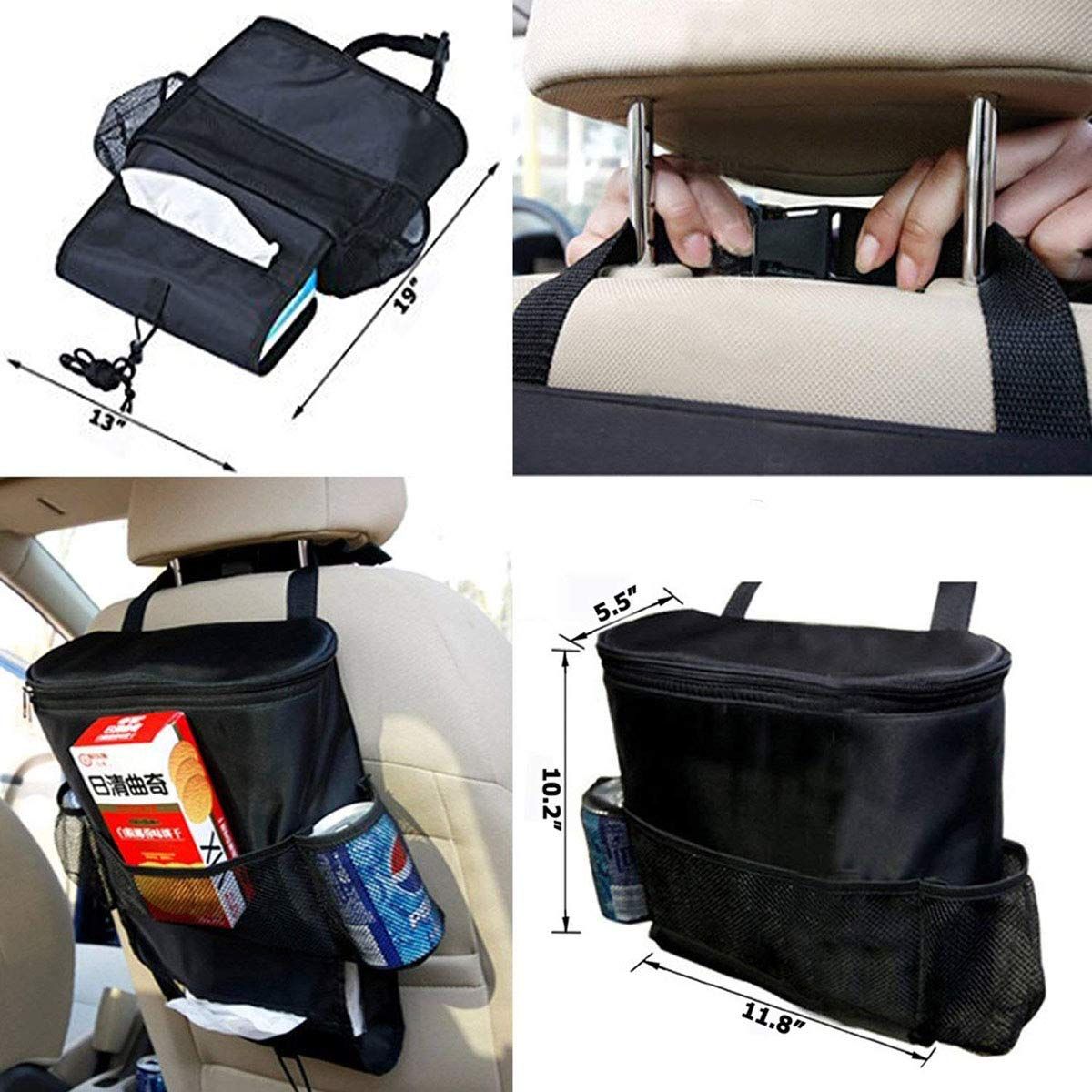 Multifunction Car Seat Organizer and Cooler Set Multi-Pocket Travel Insulated Drinks Holder Cooler Storage Bag Cool Wrap Bottle Bag with Mesh Pockets Heat-Preservation Waterproof Bigger-Capacity
